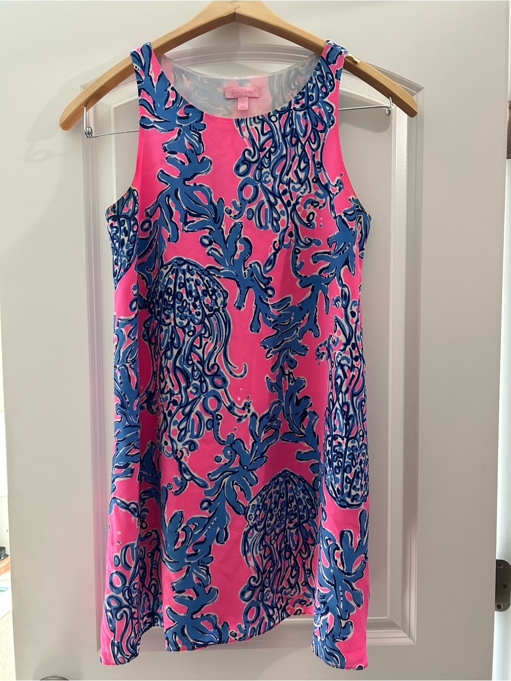 Lilly Pulitzer Pink Dress with Blue Seaweed & Jellyfish Print